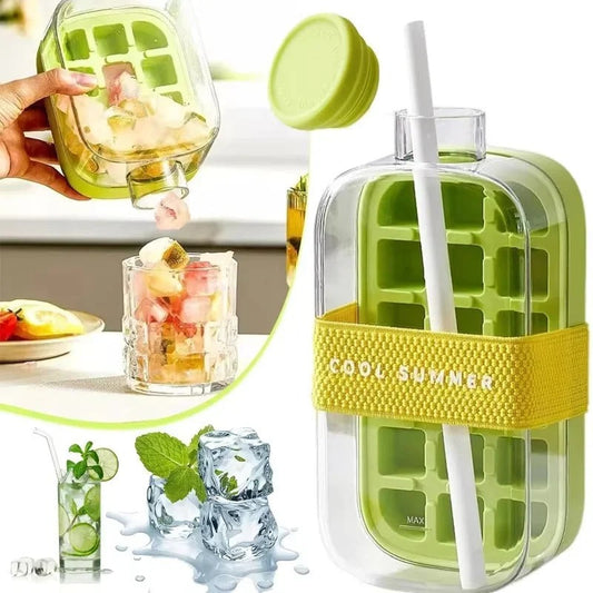 Ice Bottle with Built-In Ice Cube Grid – Portable Cooling Water Bottle (500ml / 800ml)