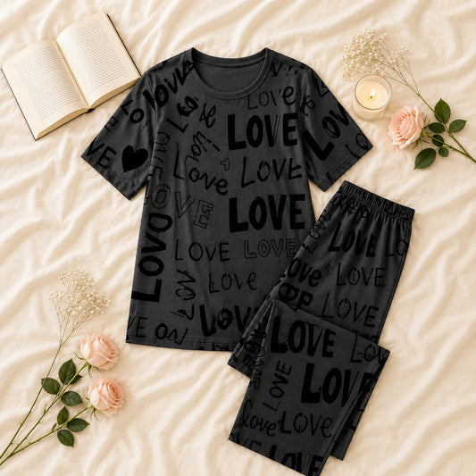 Gray love printed shirt and trouser