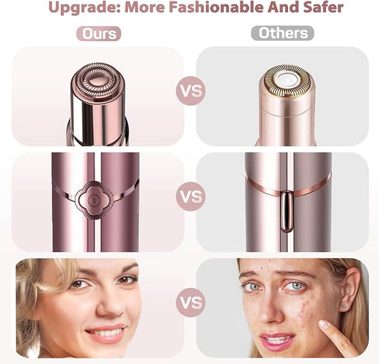 Facial Hair Removal for Women- As Seen on TV, Electric Painless Face Shaver, Rechargeable Hair Removal Device for Face, Lip, Chin with 2 x Replacement Heads