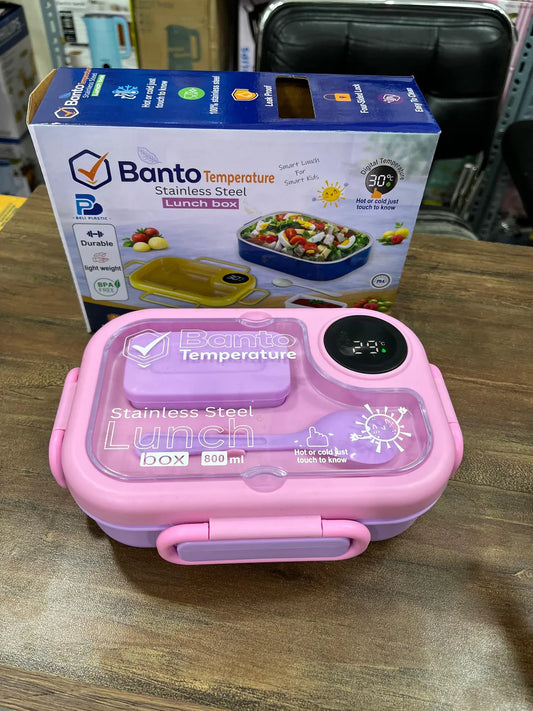 Smart Stainless Steel Bento Lunch Box with LED Temperature Display | Leak-Proof Insulated Food Container | Multicolor