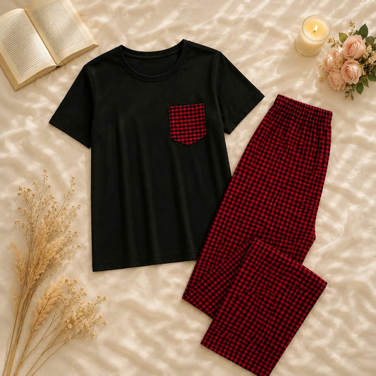 Black and Red Check Style