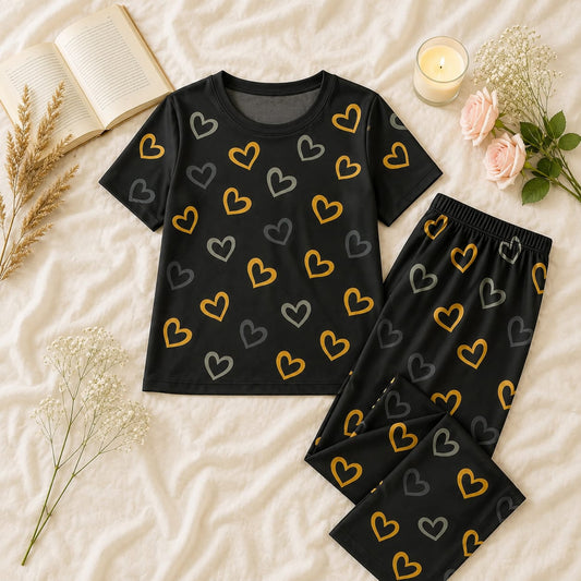 Multi Color Hearts on Gray Nightwear